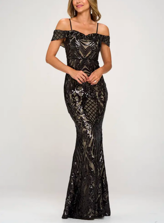 ROBE LONGUE À SEQUINS